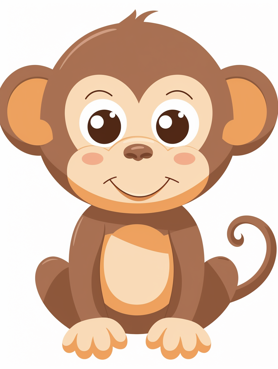 Cute cartoon monkey on white background