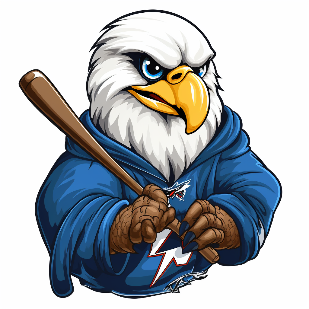 Cute bald eagle holding baseball bat