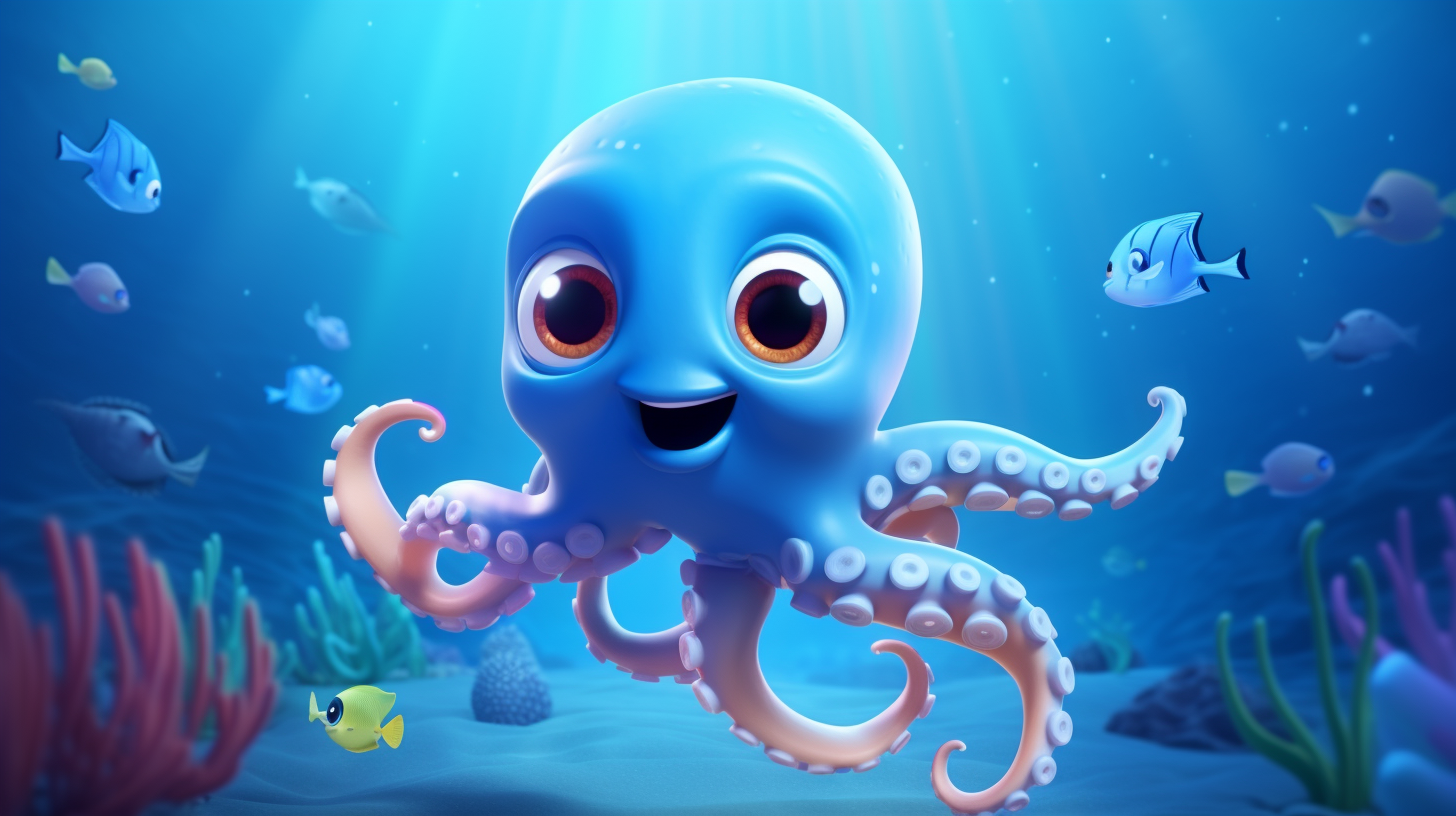 Baby octopus cartoon underwater scene