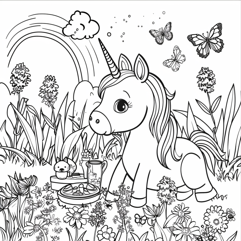 Small cute cartoon unicorn rainbow