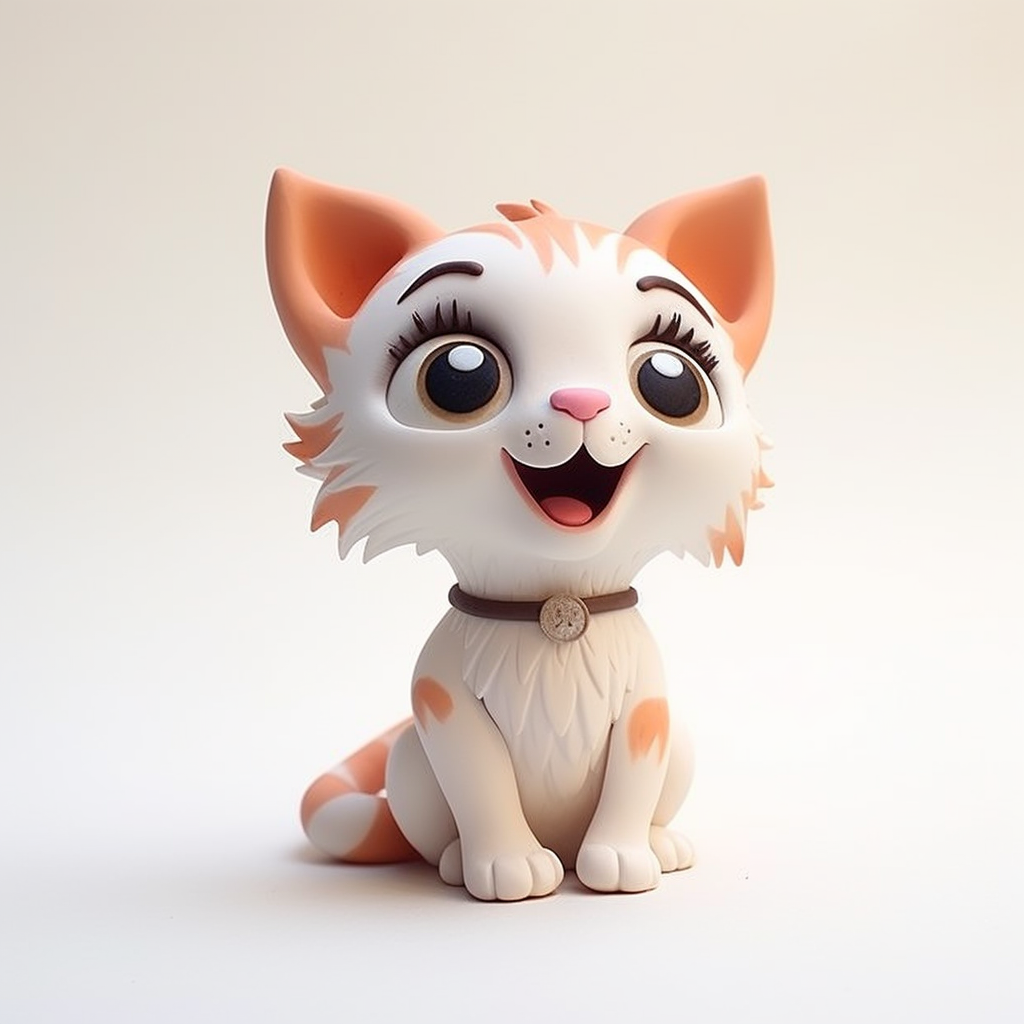 Cute cat claymation on white