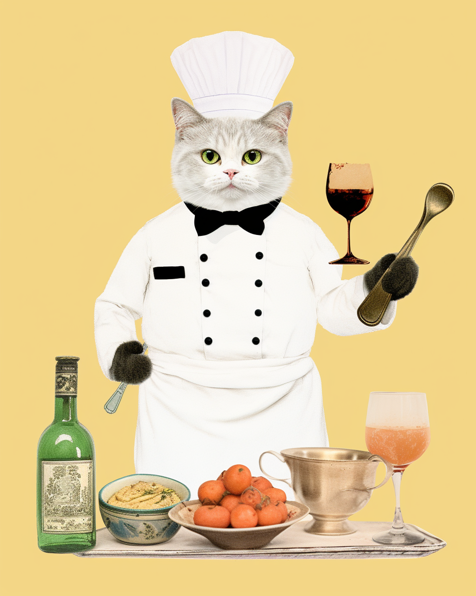 Cute cat culinary chef illustration