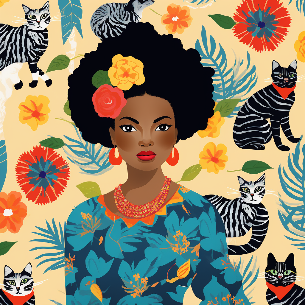 Cute cat pattern single woman wax vlisco