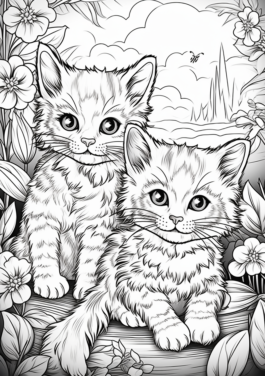 Cute cats coloring page