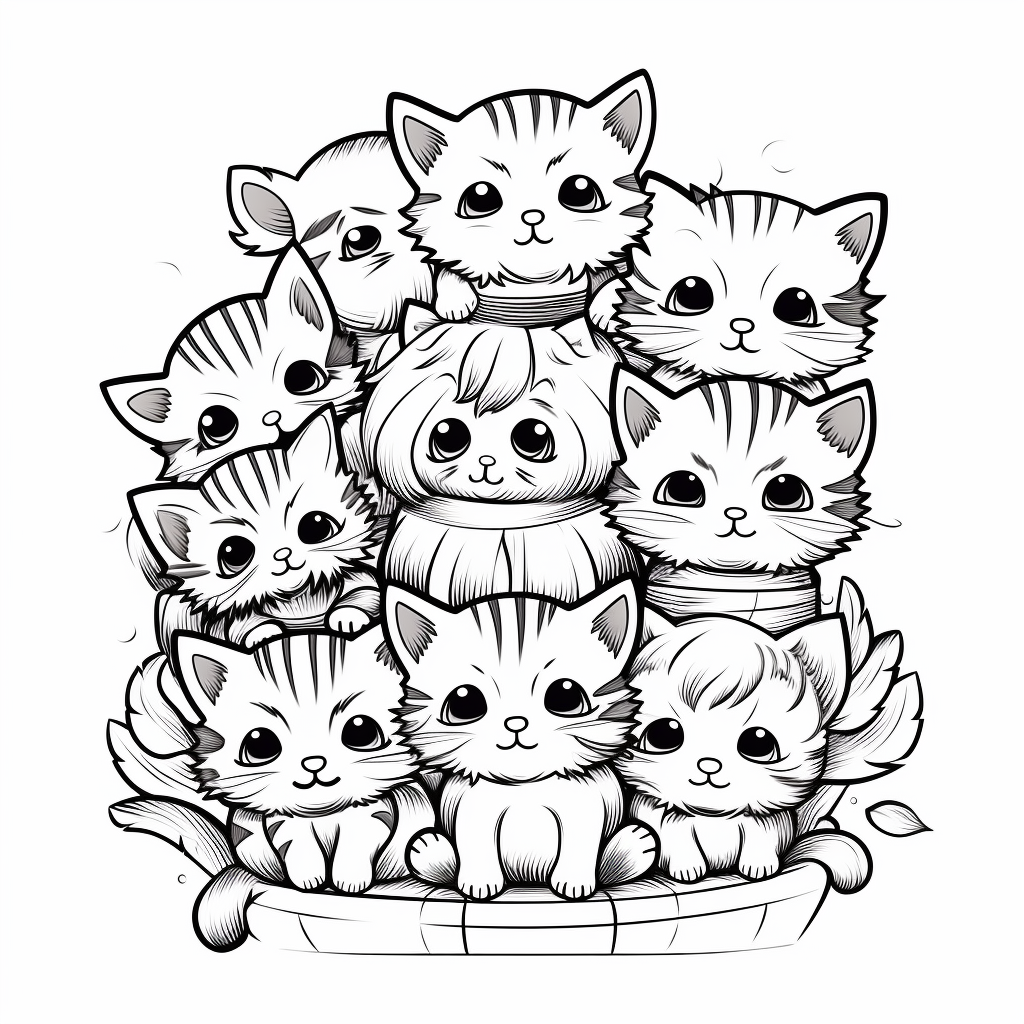 Adorable hand-drawn cat coloring book