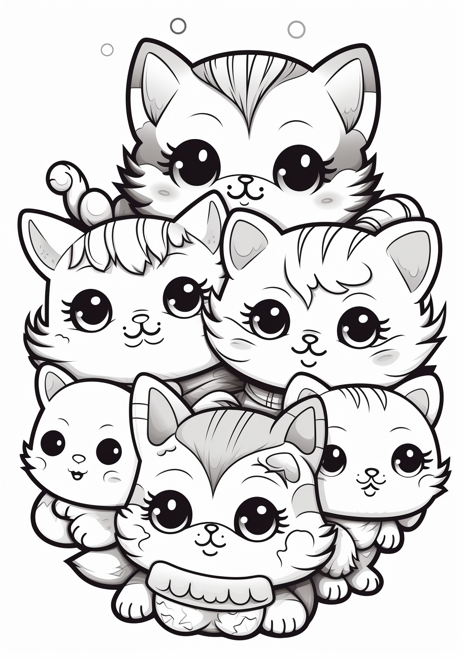 Colouring page of cute cats