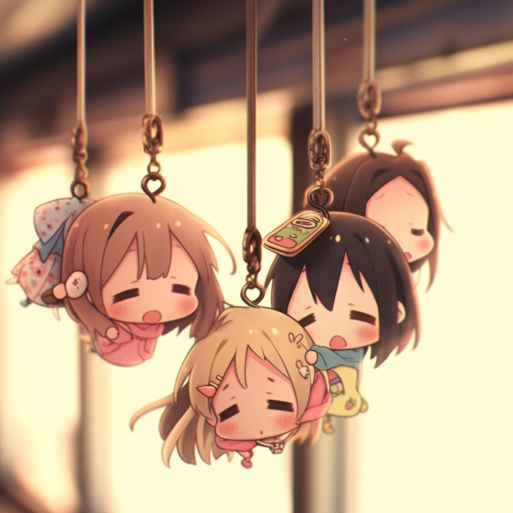 Adorable charms hanging from cellphone