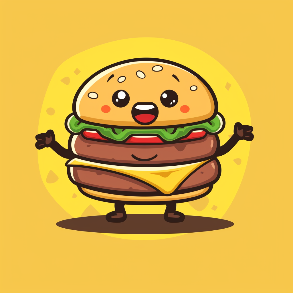 Cute character burger retro style art mascot logo