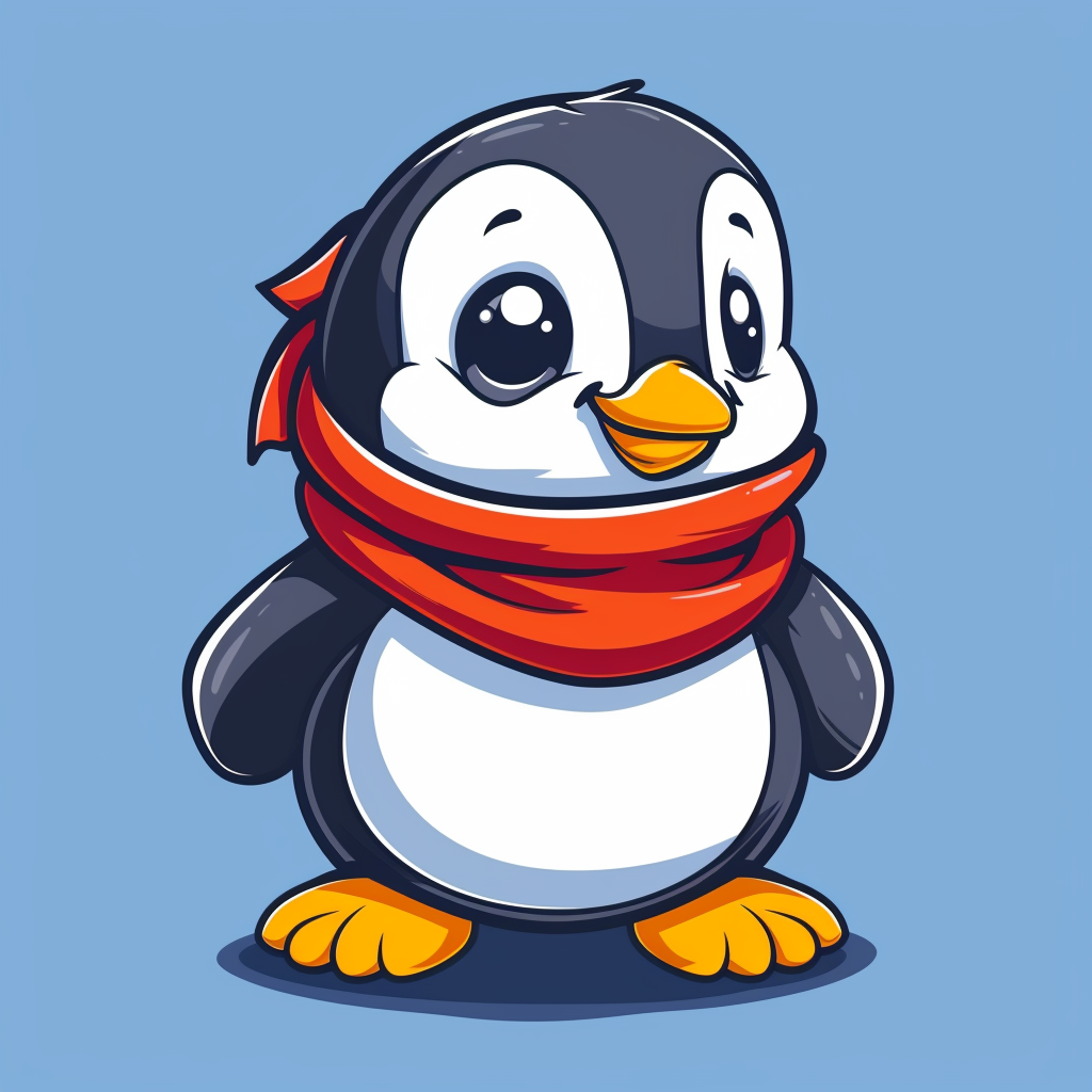 Cute penguin character in retro style