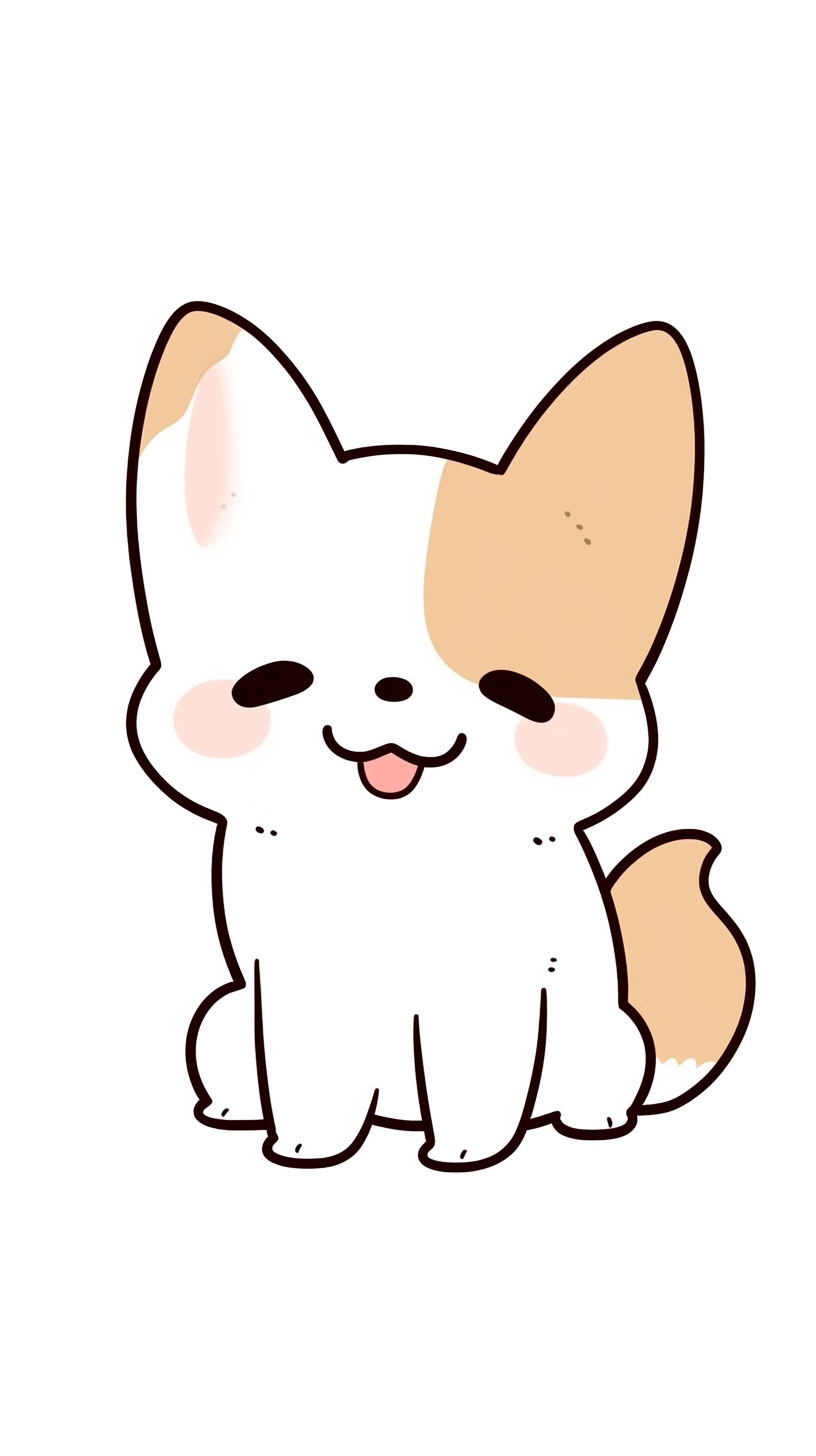 Adorable chibi corgy on white background