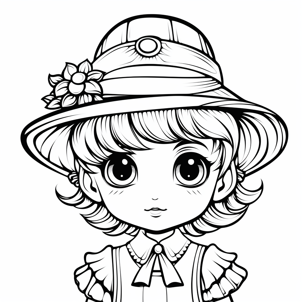 Cute hat for children's coloring book