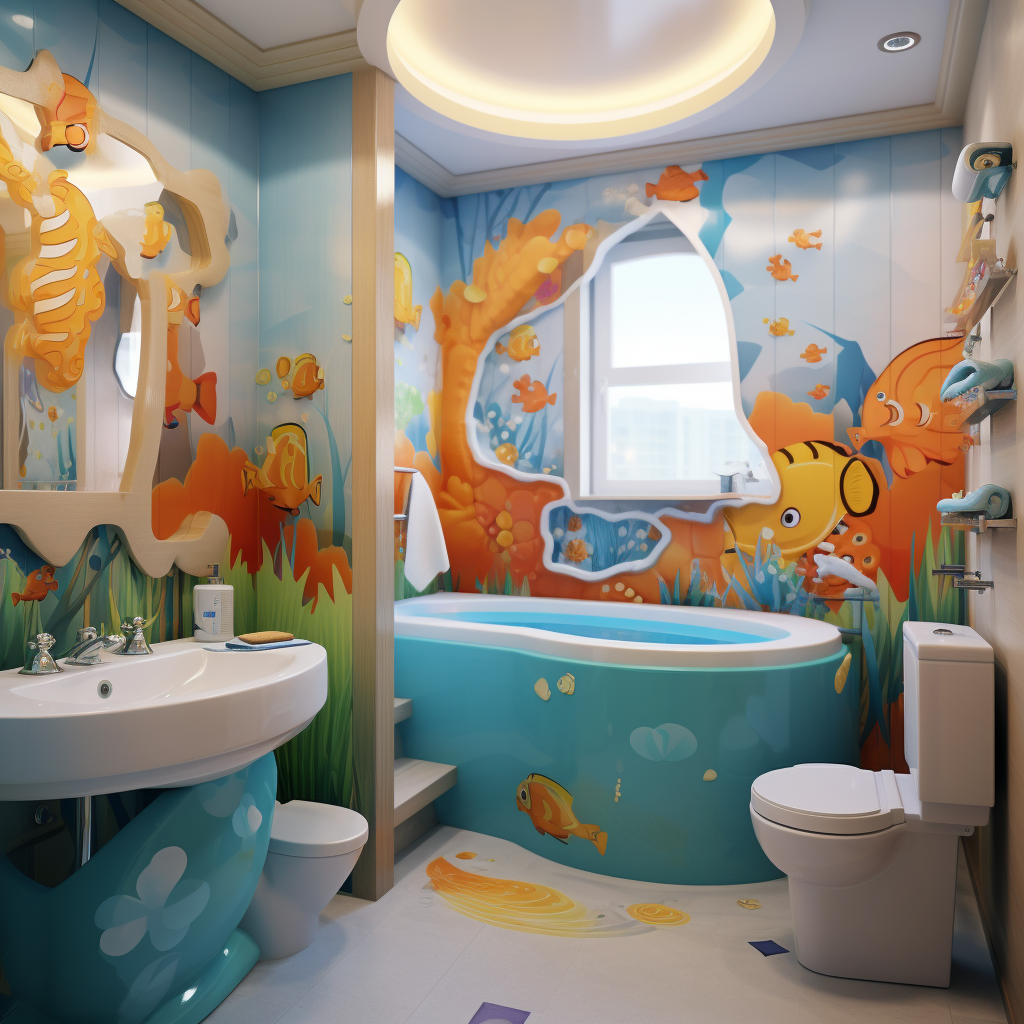 Adorable cartoon bathroom for kids