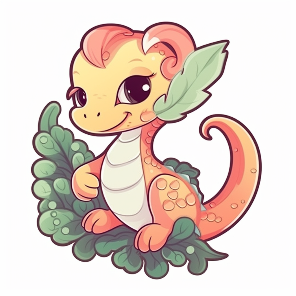 Cute Chinese Dragon Baby Sticker on White Background