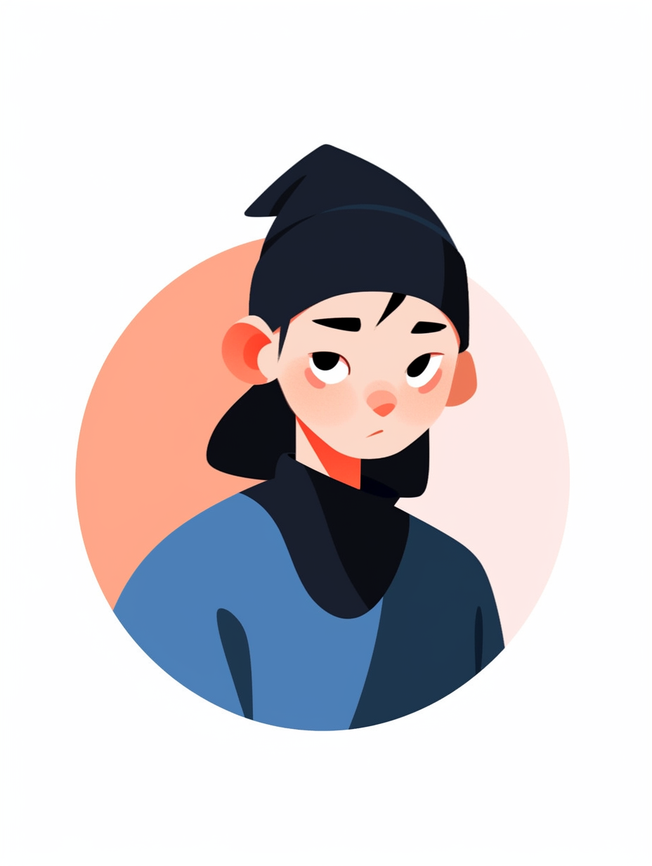 Minimalist cartoon illustration of a Chinese girl