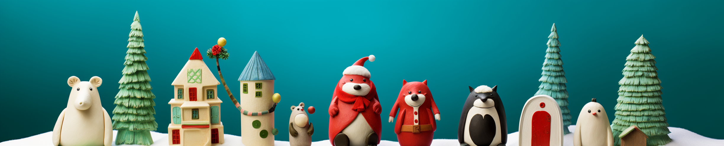 Adorable Christmas card with claymation characters