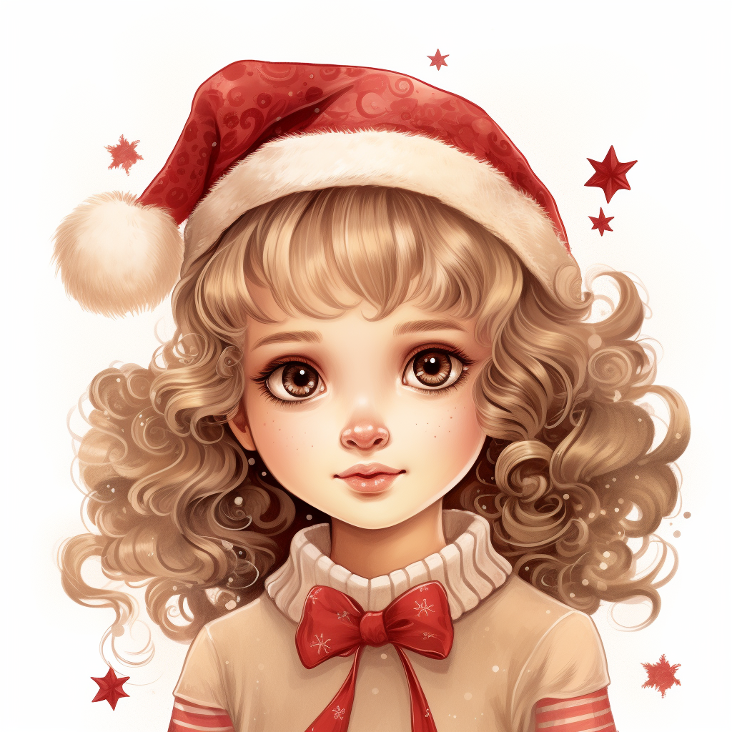 A realistic and expressive Christmas girl illustration - Stock Image &  Prompt | 2Moons