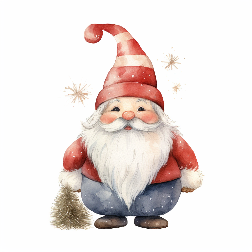 Cute Christmas gnome on white background