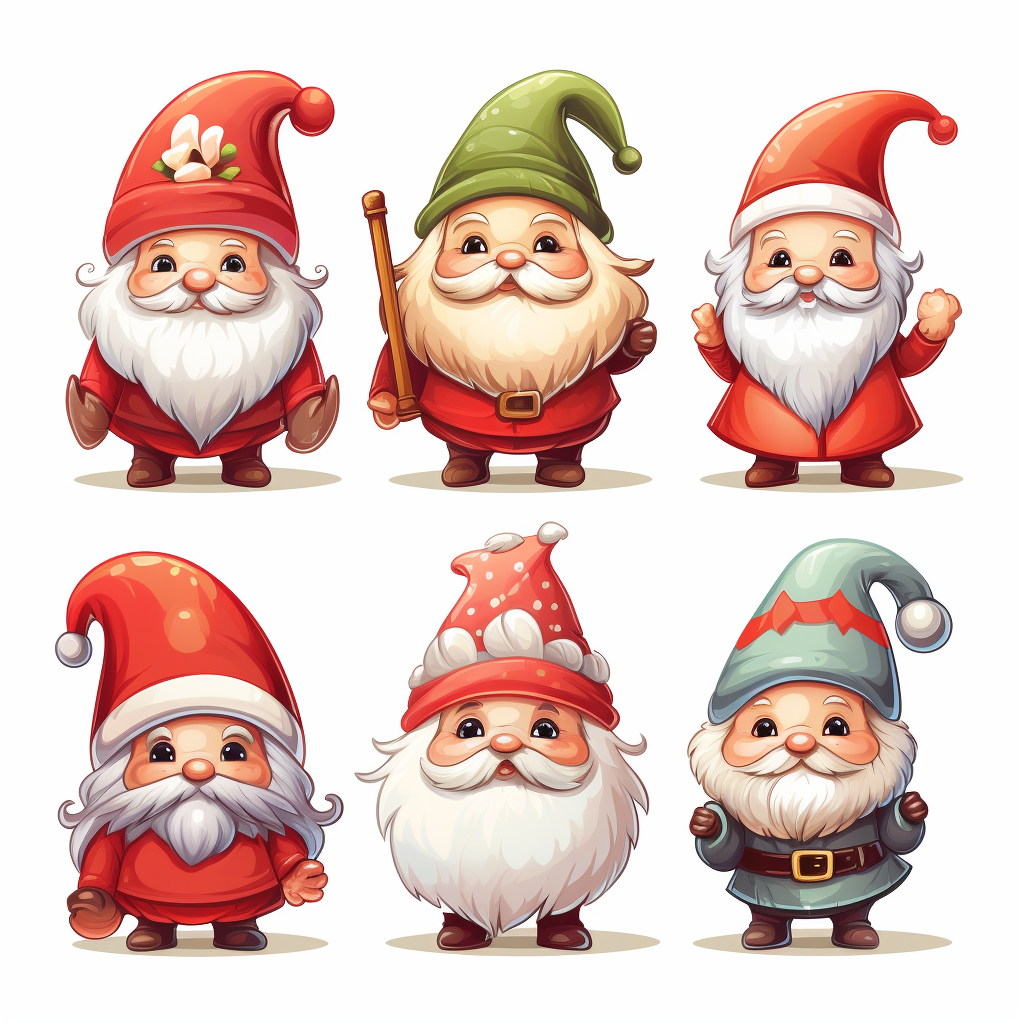 Adorable Christmas gnomes sticker pages