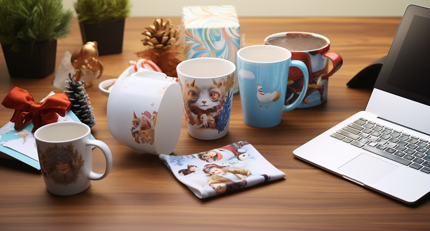 Coffee mugs, tumblers, bookmarks, and more – all with cute Christmas designs!