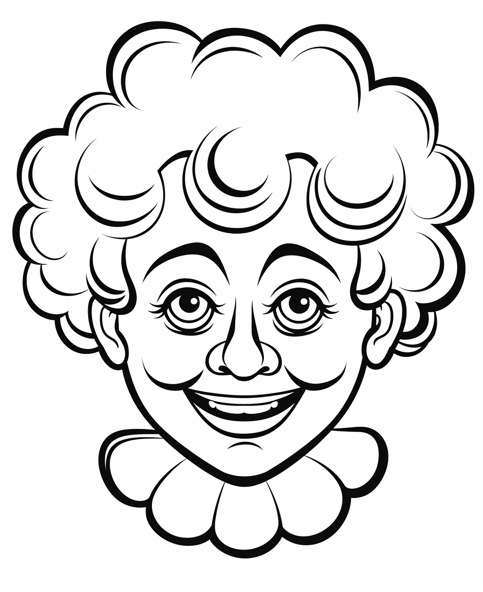 Cute happy clown face coloring page