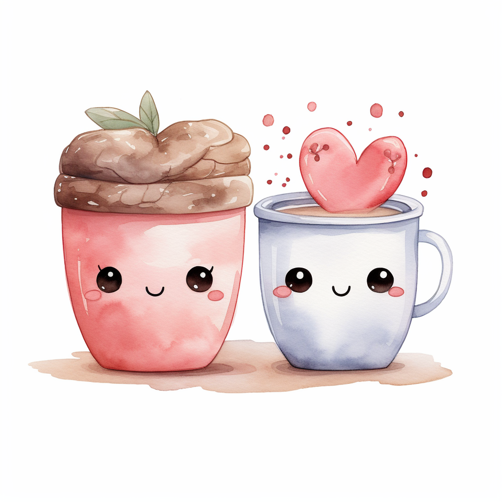 Cute coffees Valentine's Day gifts watercolor