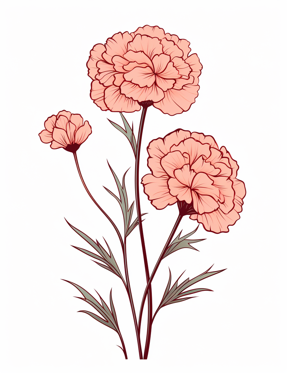 Cute colorful carnation flowers vector illustration