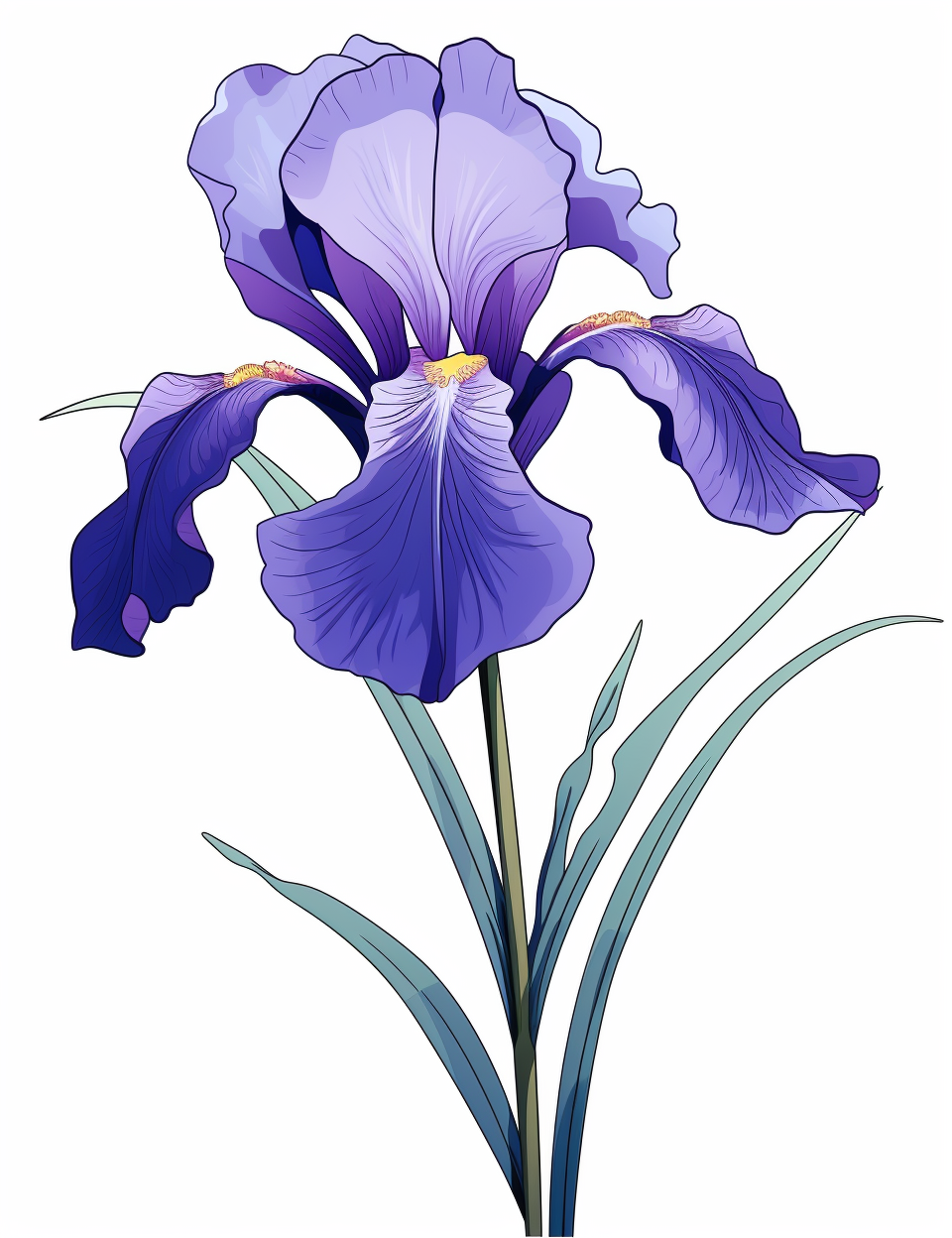 Cute Colorful Iris Flower Doodle