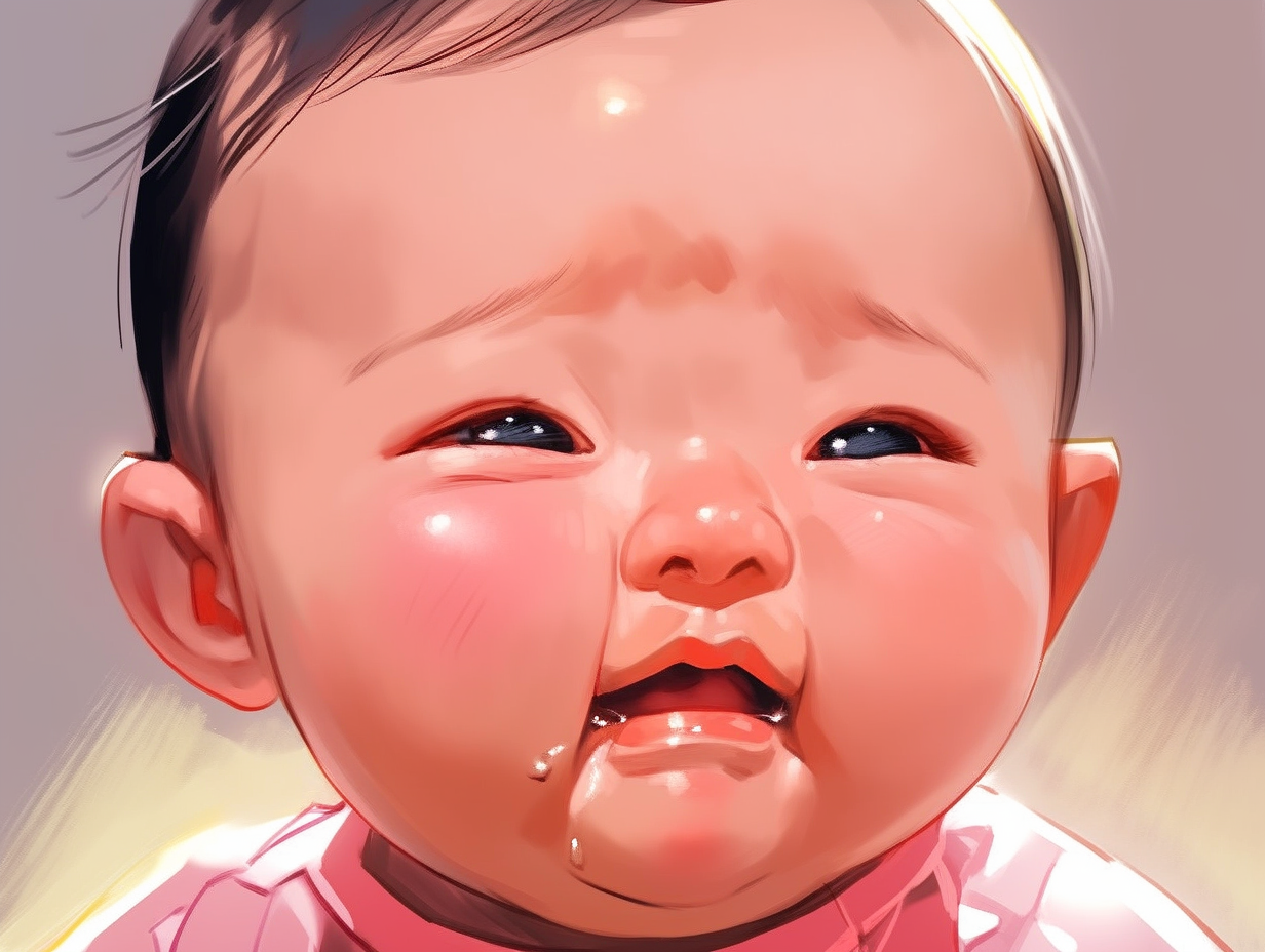 Cute crying baby with tears