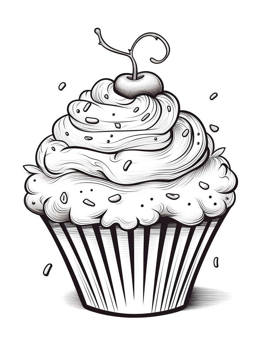 Cute cupcake line art illustration