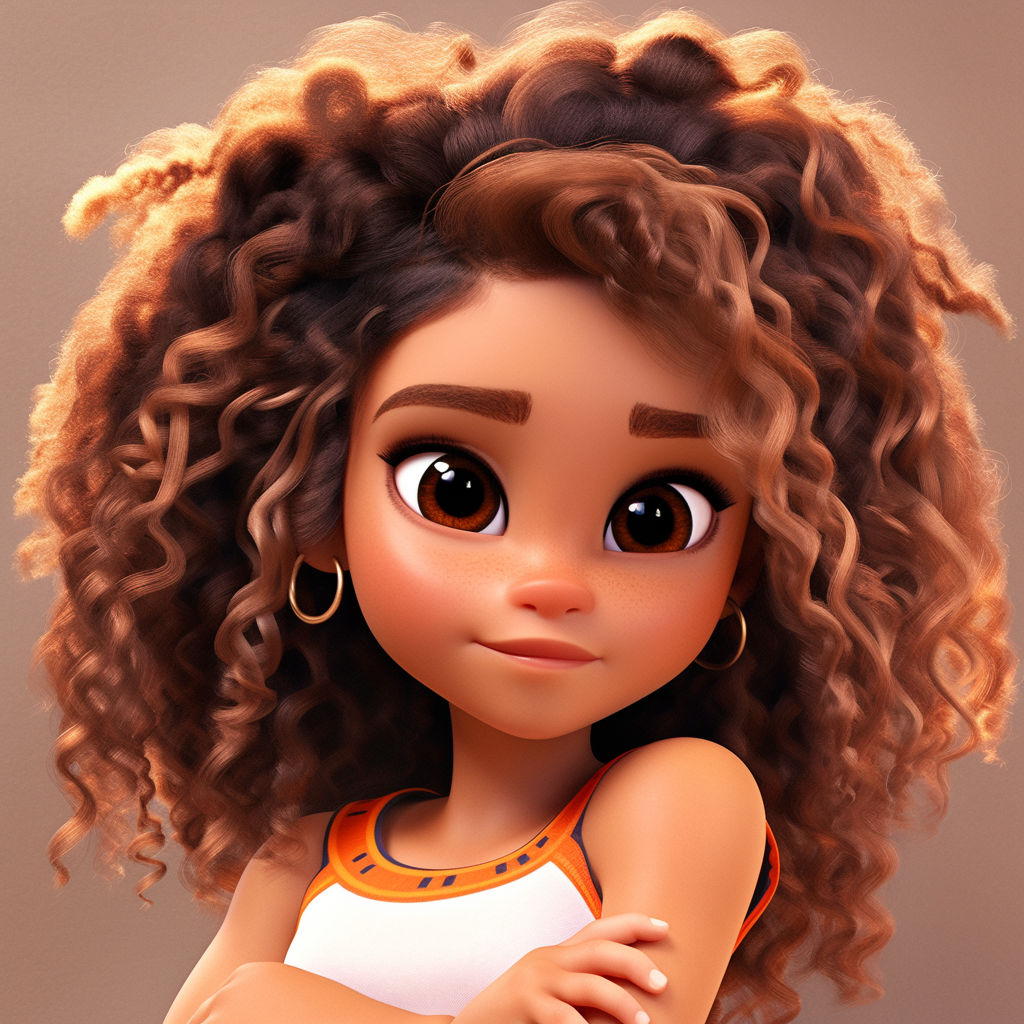 Cute curly-haired girl render