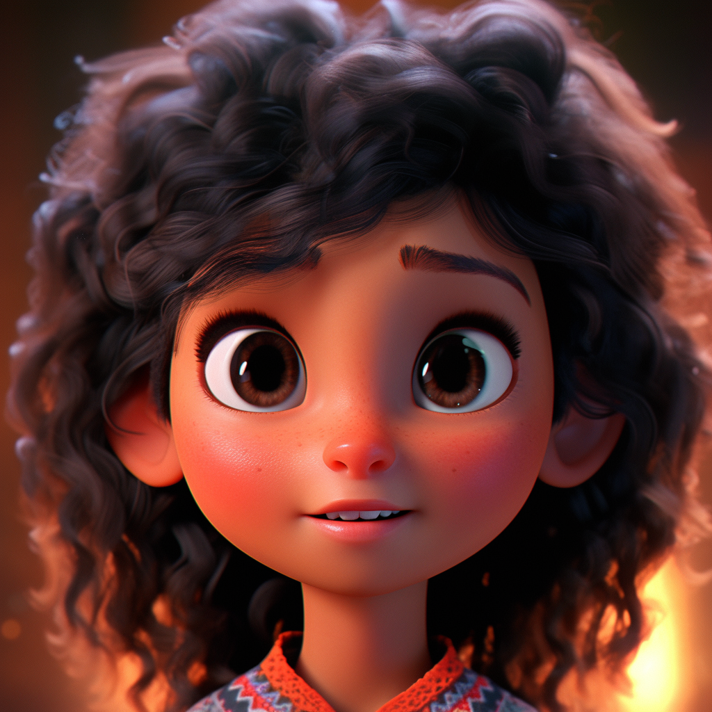 Indian girl with curly hair