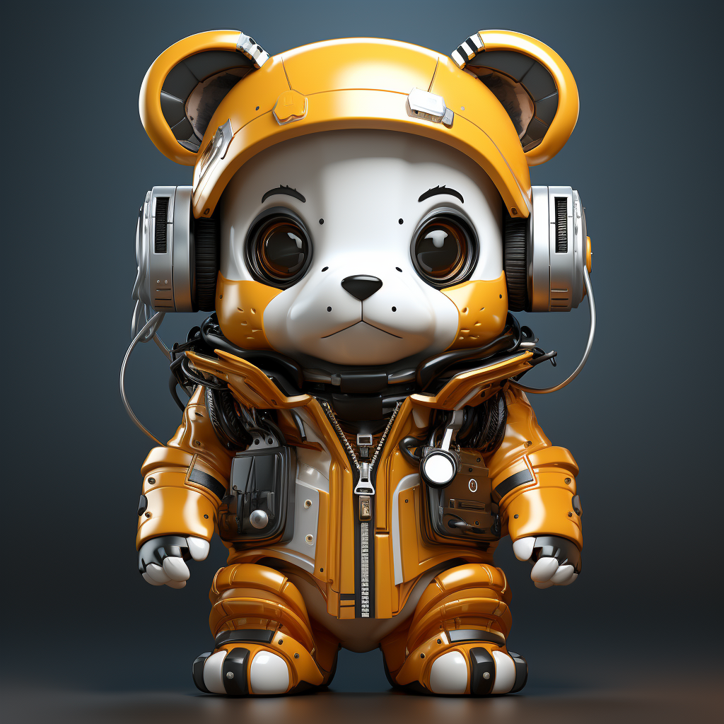 Charismatic yellow and white cyber panda