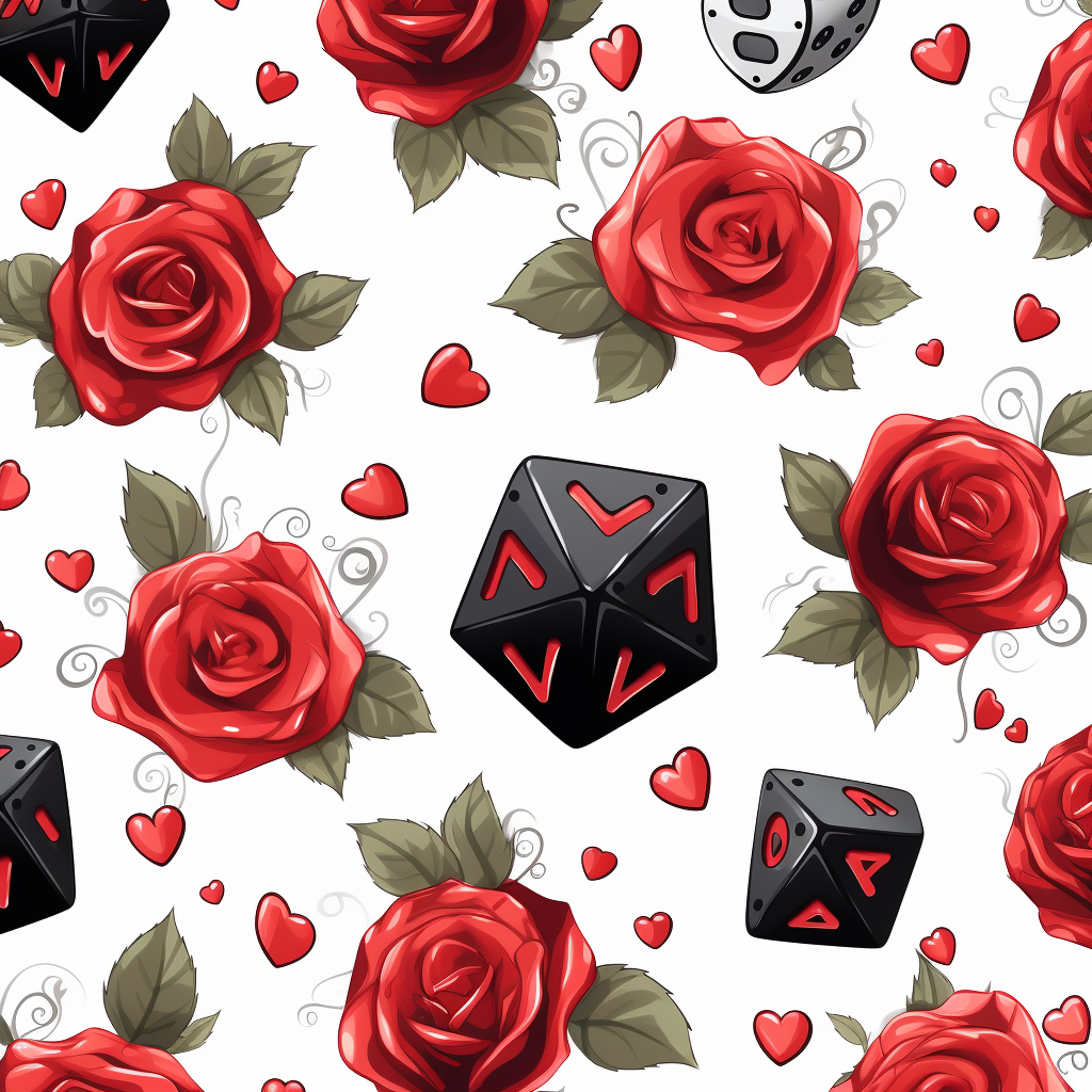 Cute D20 Dice Hearts Roses