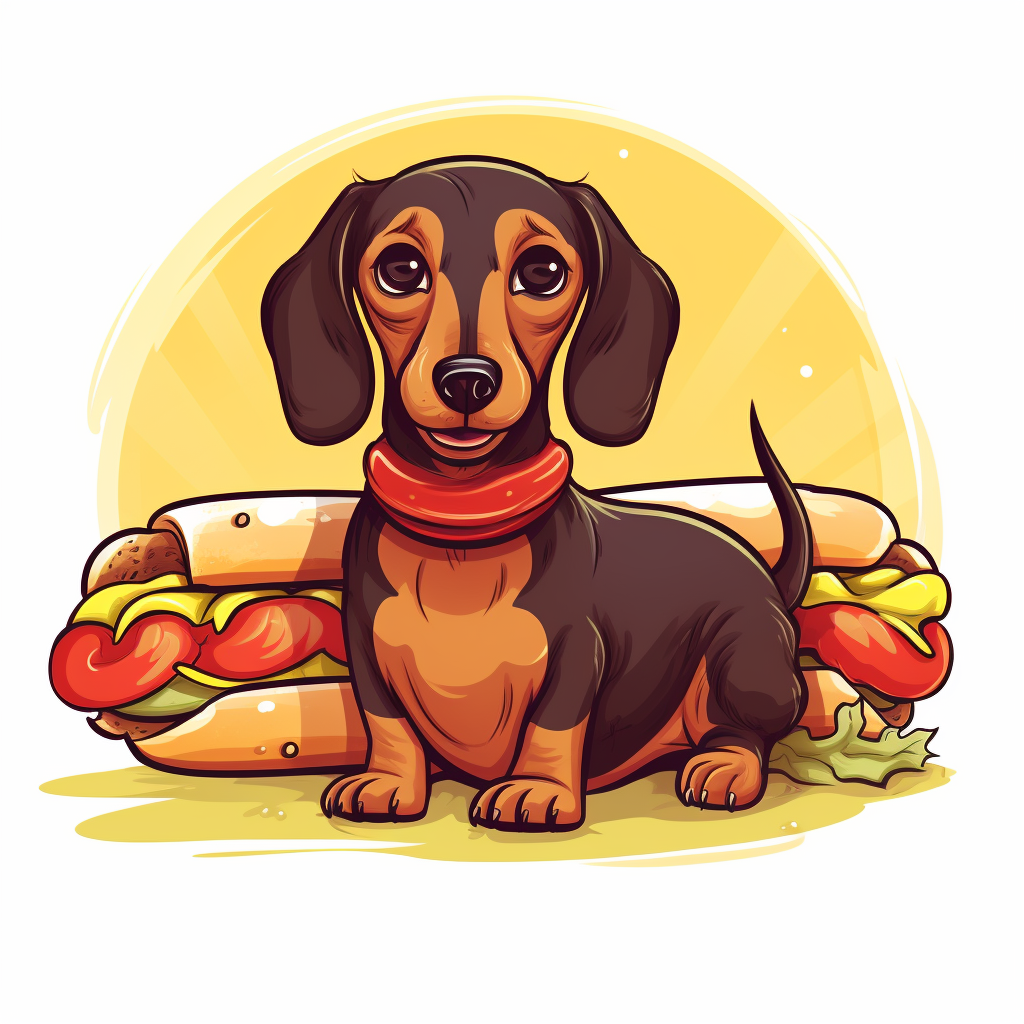 Cute Dachshund Hot Dog Vector Illustration