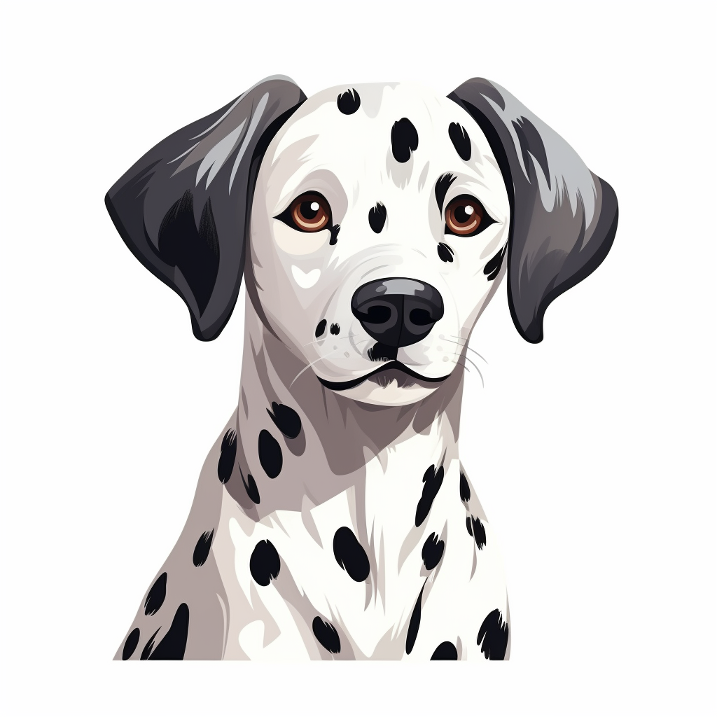 Cute Cartoony Dalmatian Dog on White Background