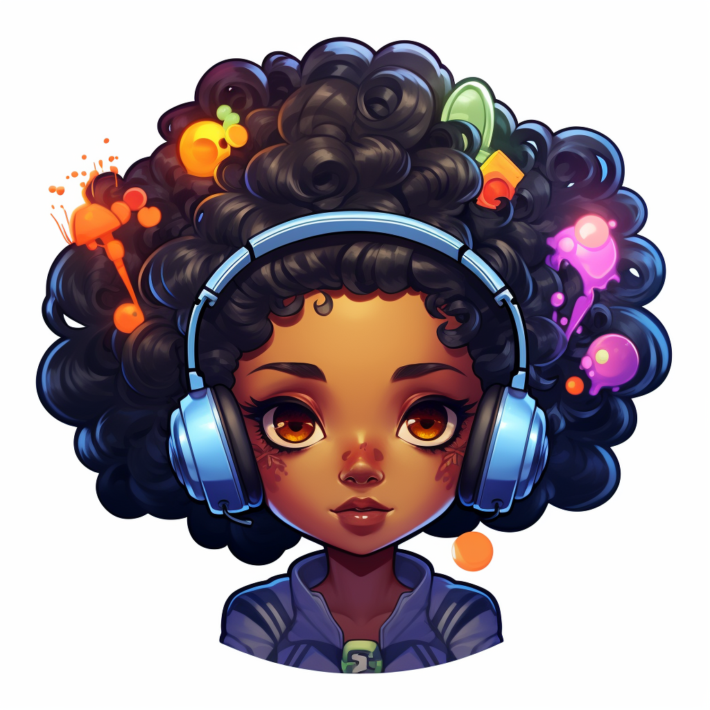 Cute black anime girl with gaming controller