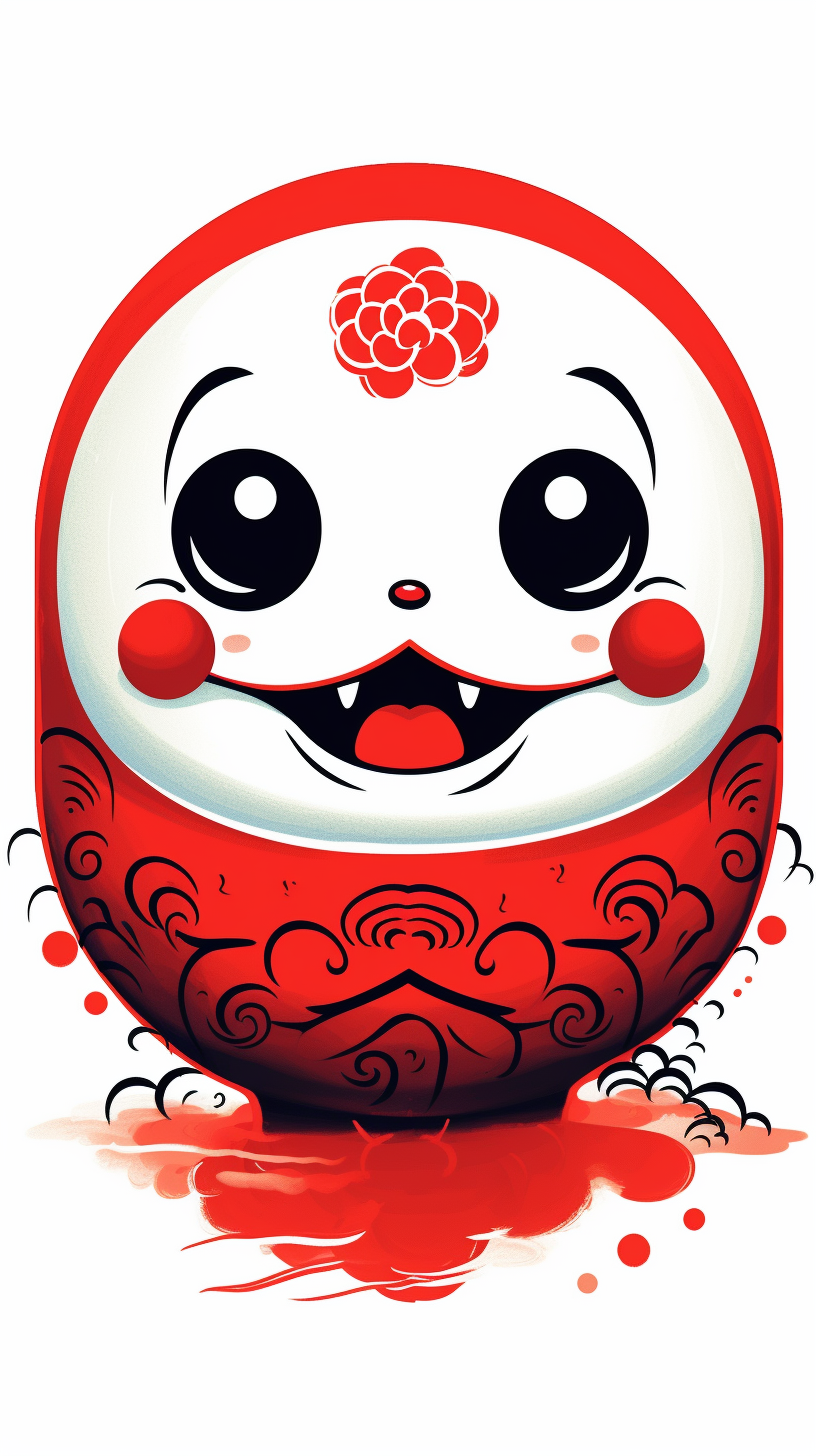 Cute Daruma Doll with Beautiful Watercolors