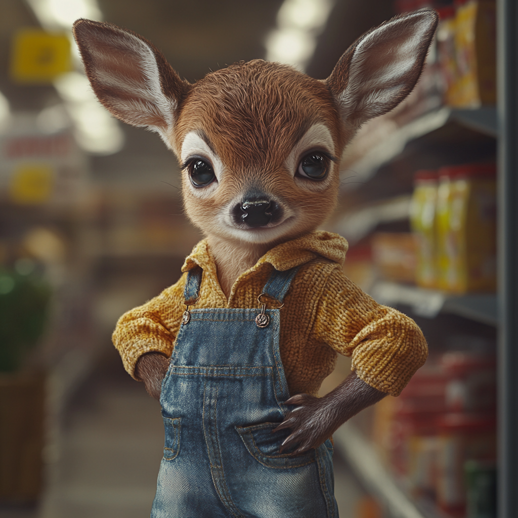 Cute deer in LIDL clothes