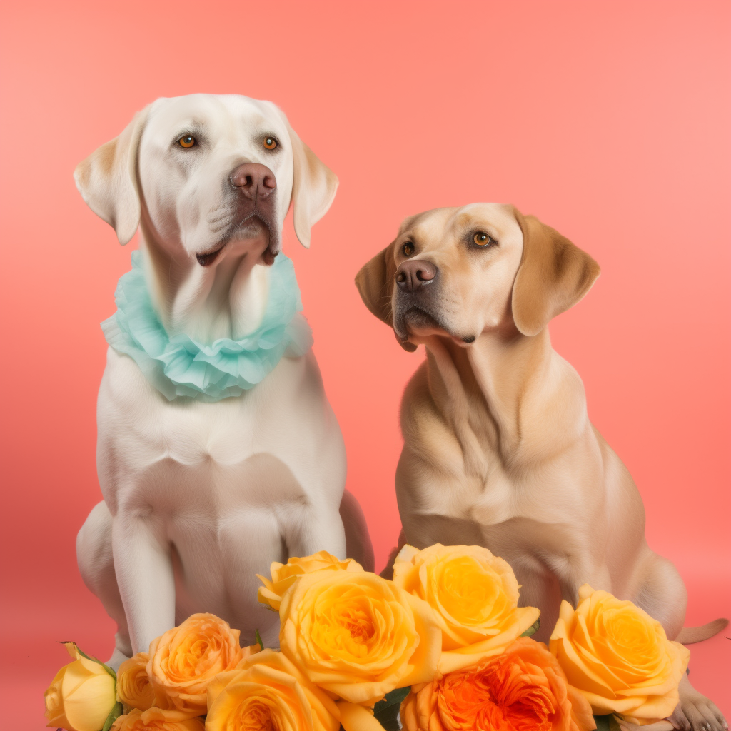 Cute Dog and Cat in Daycare with Roses