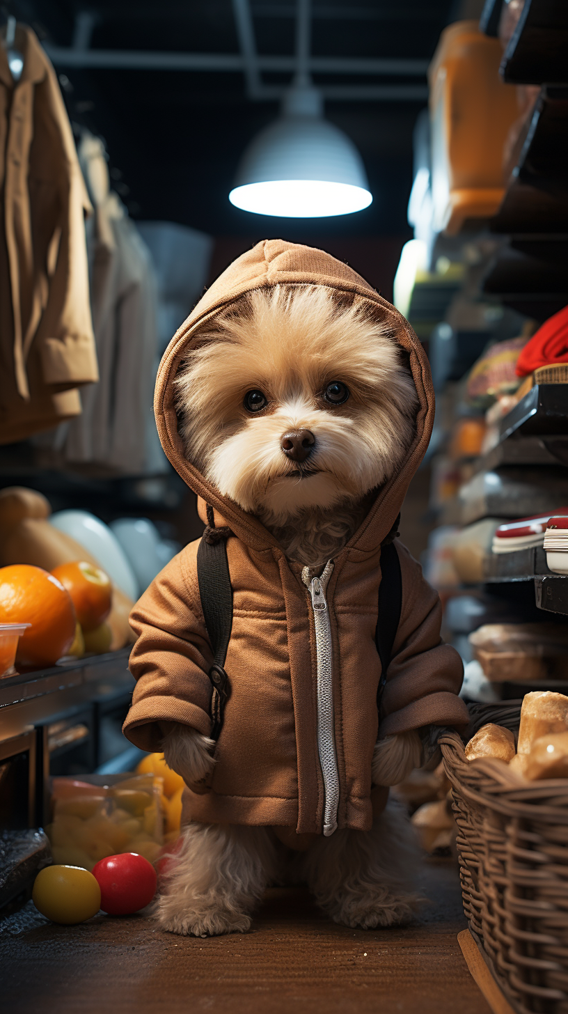 Cute dog in grocery store