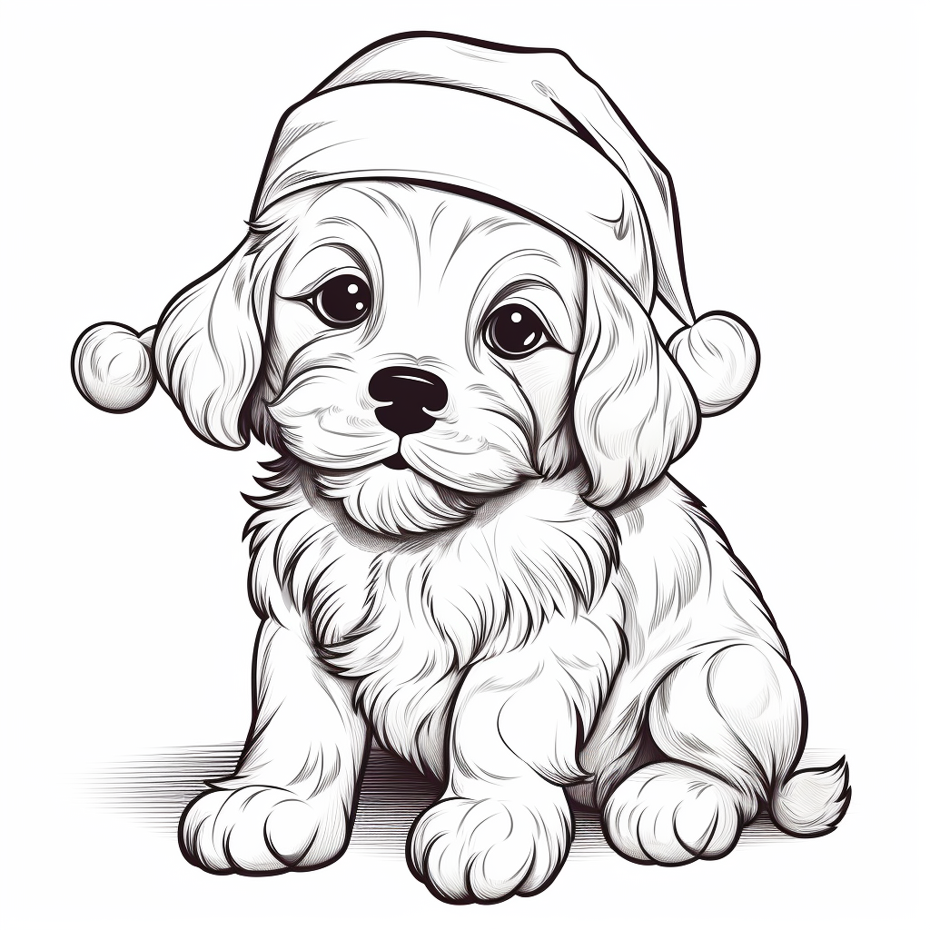 Cute dog wearing Santa hat