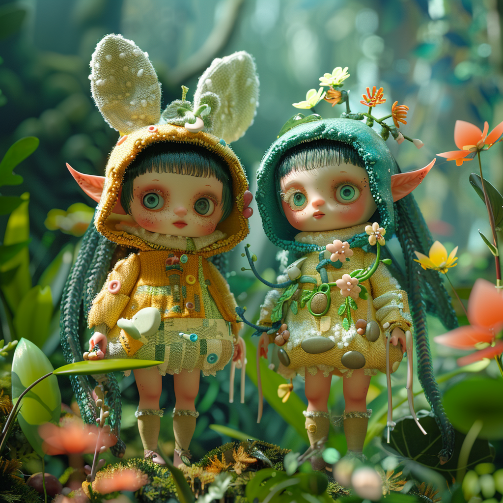 Cute dolls in forest elves outfits