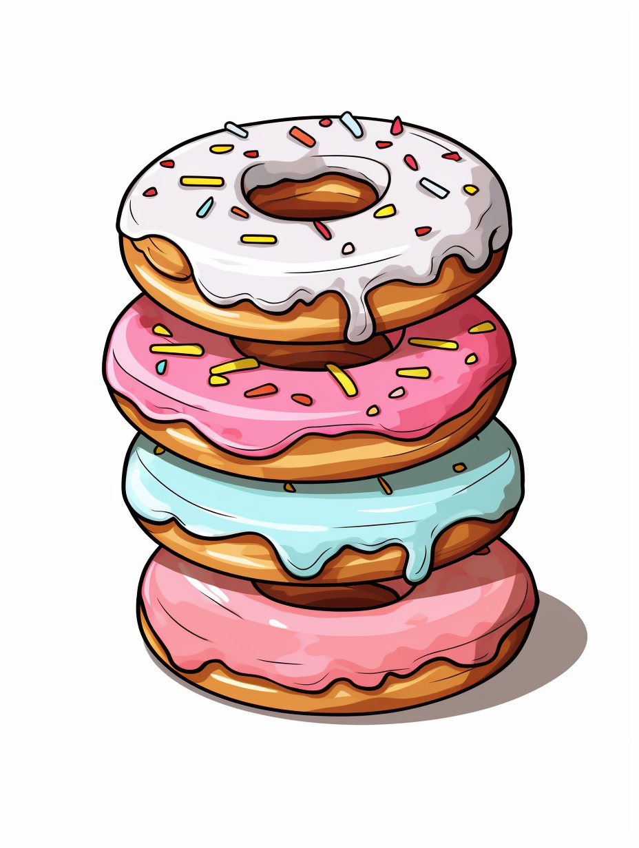 Cute donuts illustration on white background