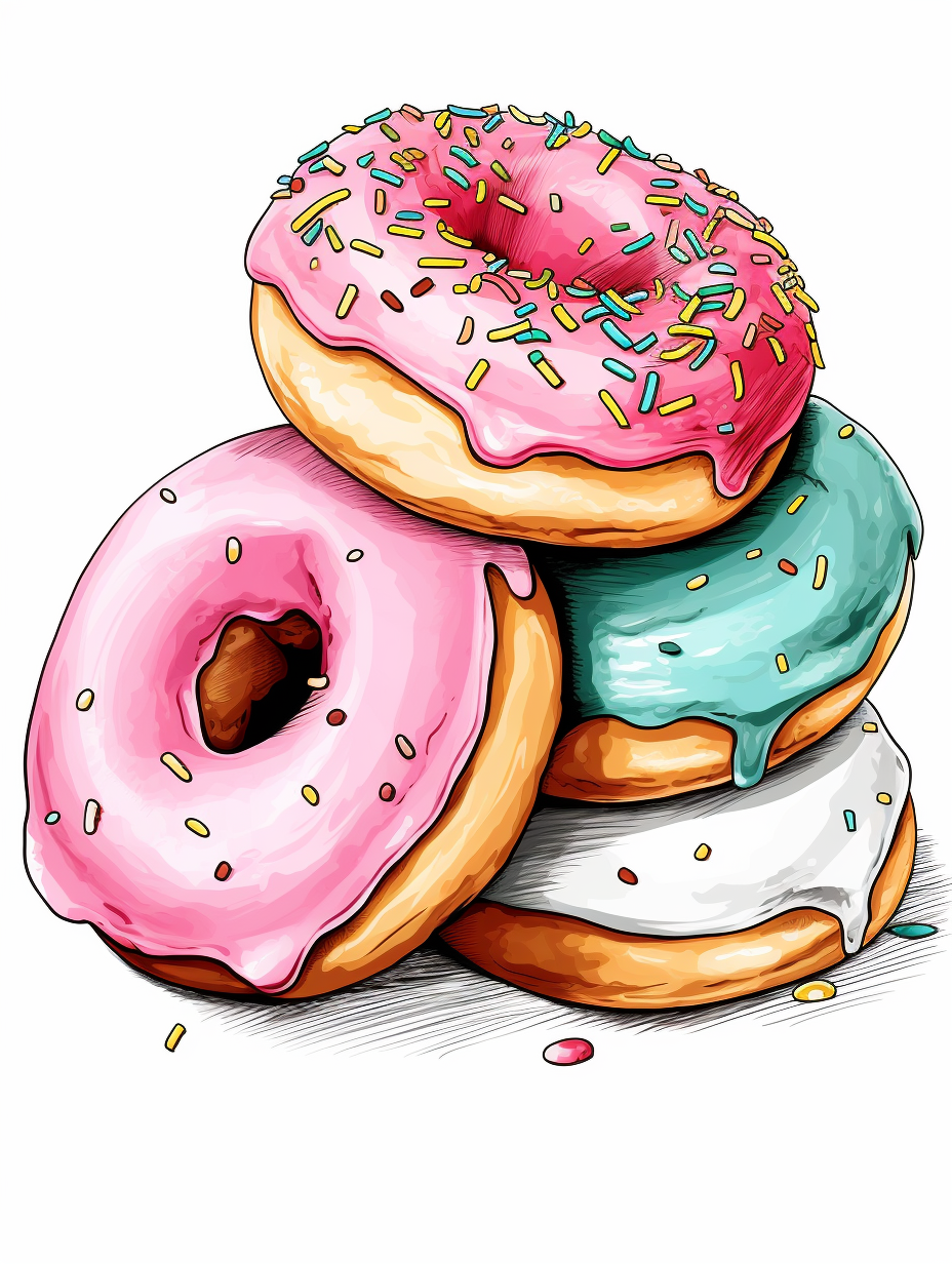 Cute donuts illustration on white background