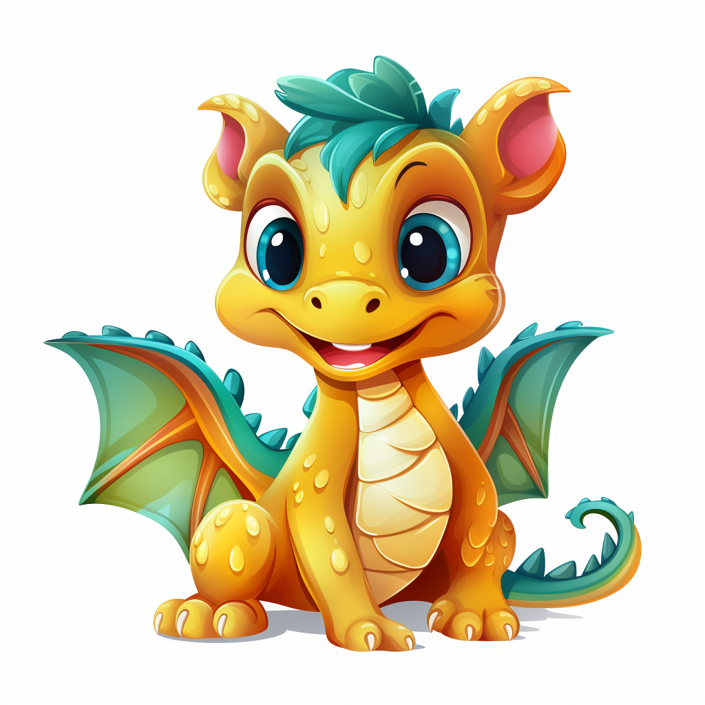 Vector cute dragon on white