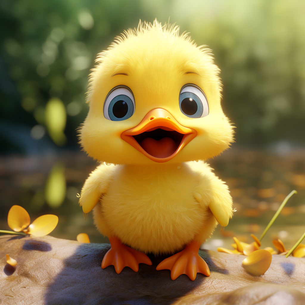 Little cute duck with surprised look