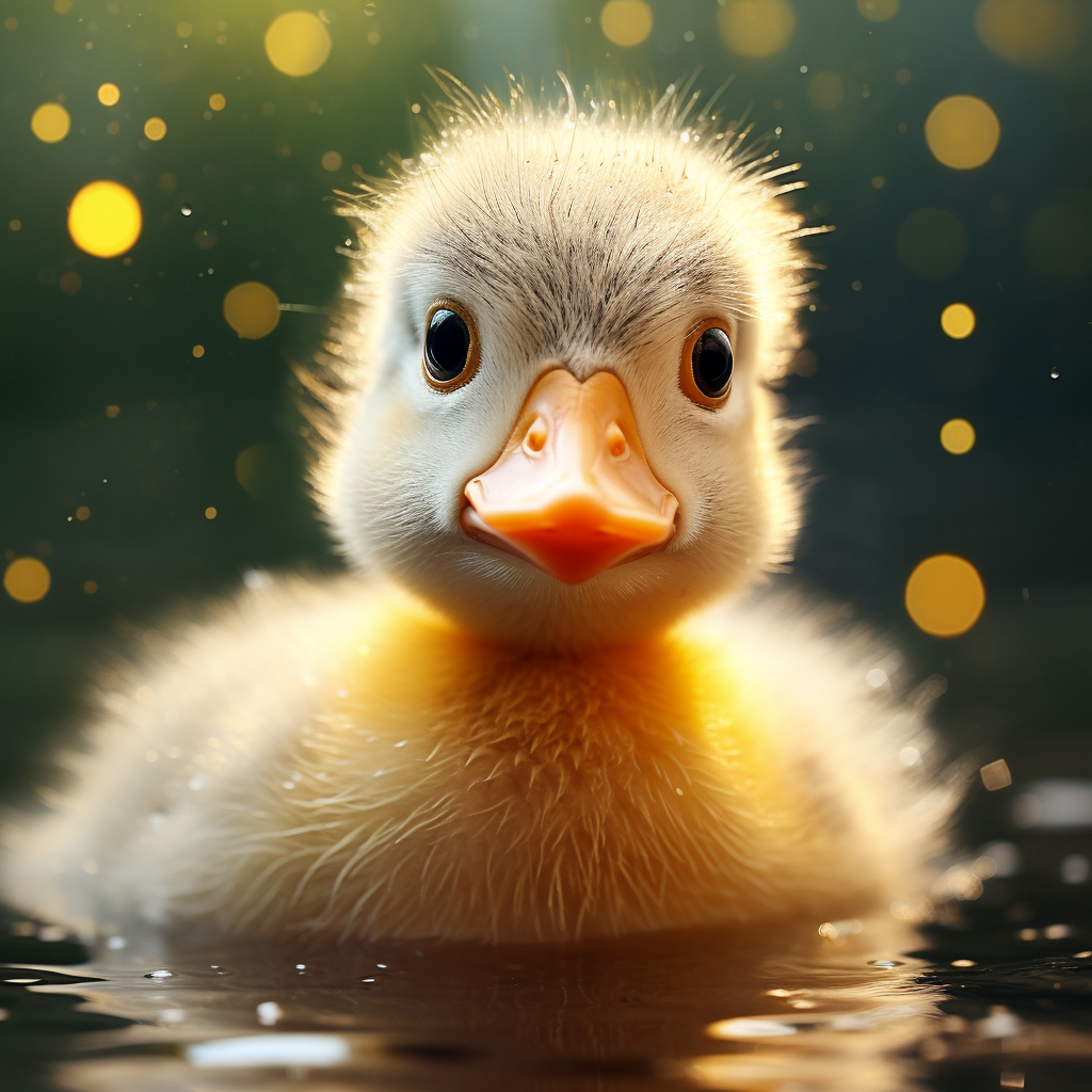 Adorable duck with sparkling eyes