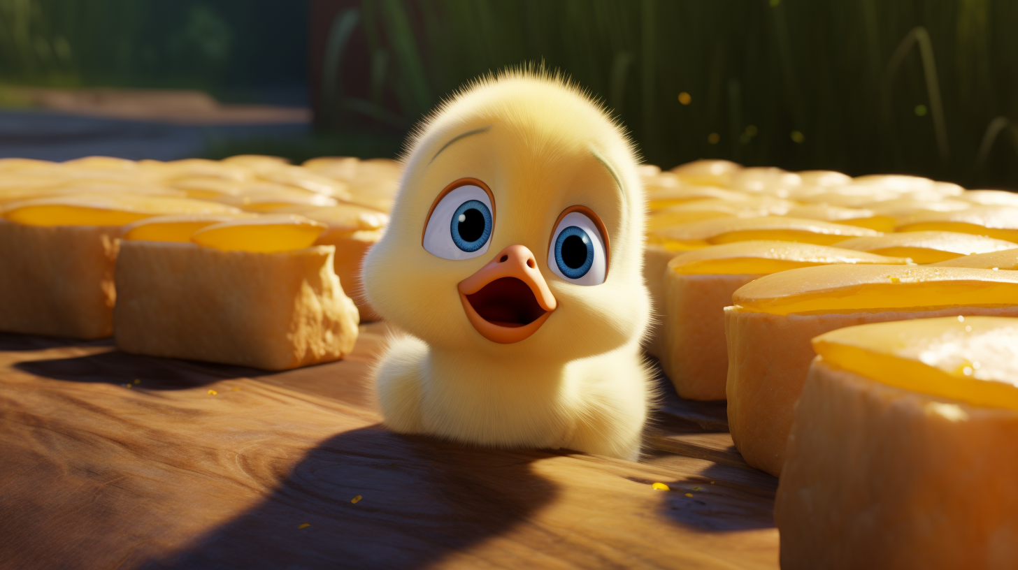 cute duckling looking at breadcrumbs