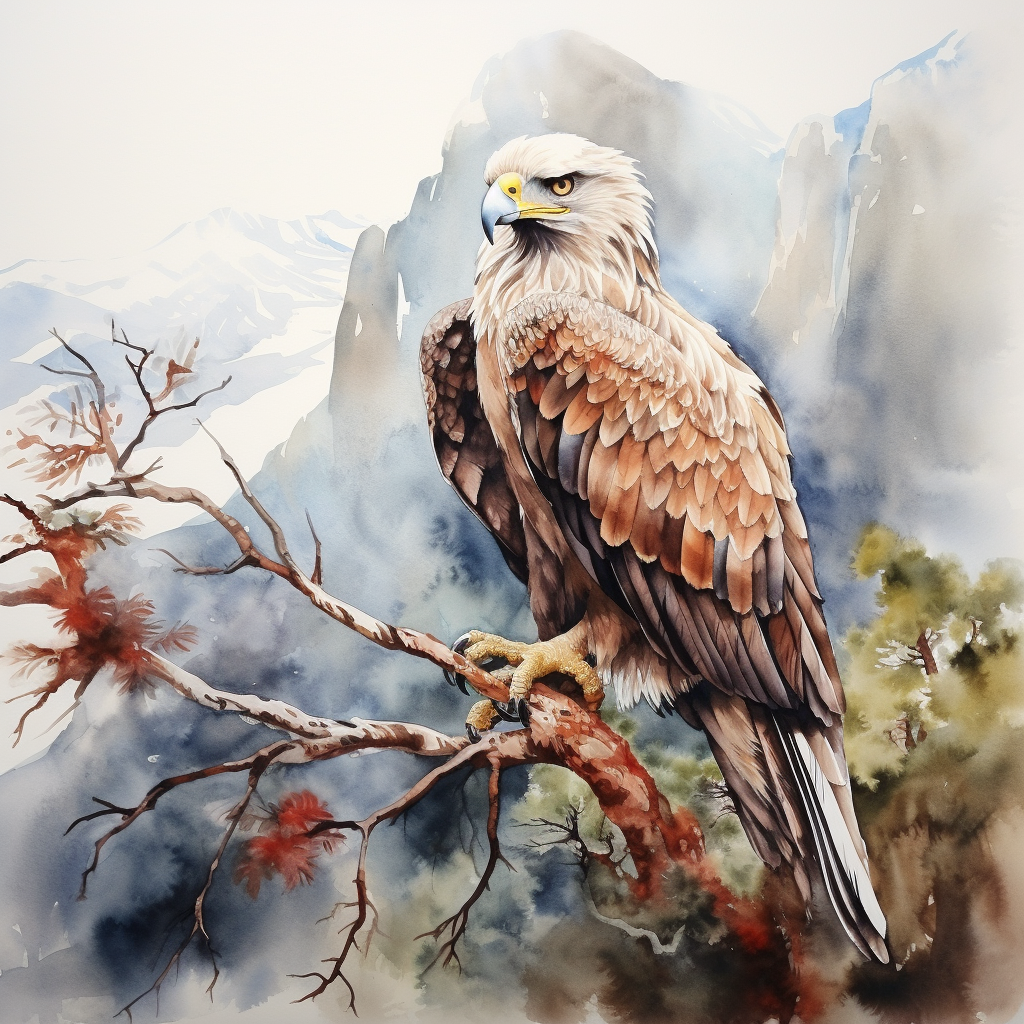 Stunning watercolor painting of a cute eagle