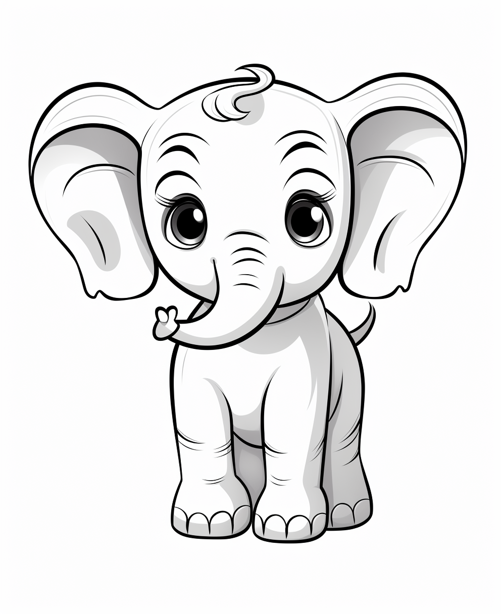 Cute baby elephant coloring page